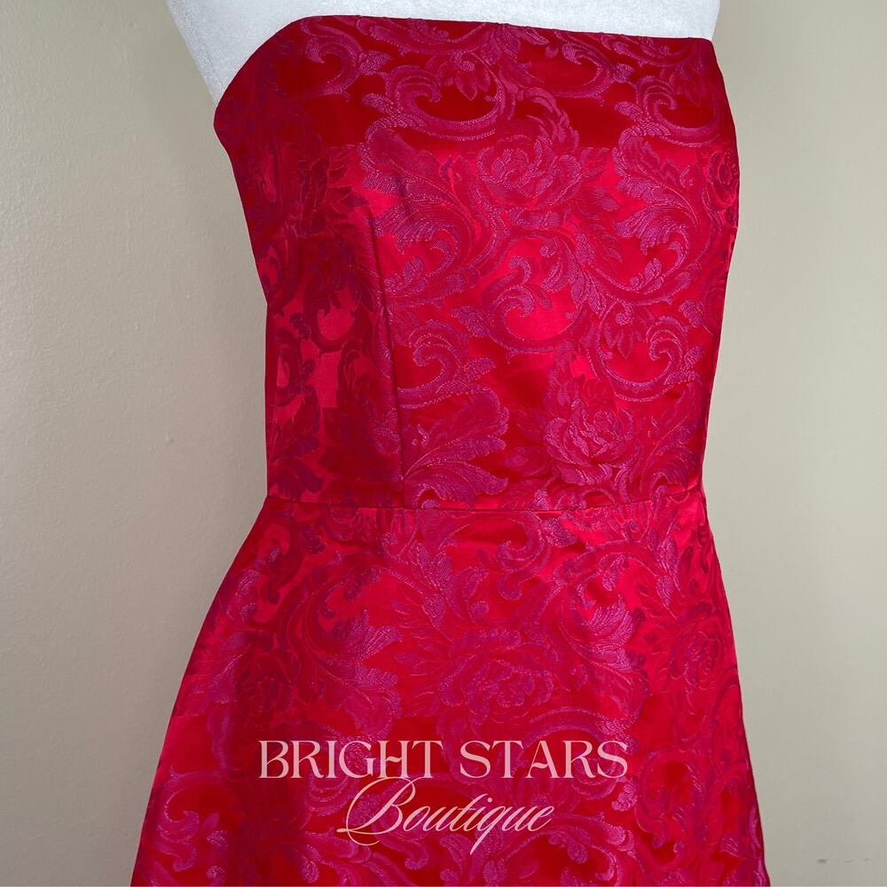 Rare Strapless Dress ASO Gabrielle Solis Desperate Housewives Red Pink Brocade - Picture 8 of 10